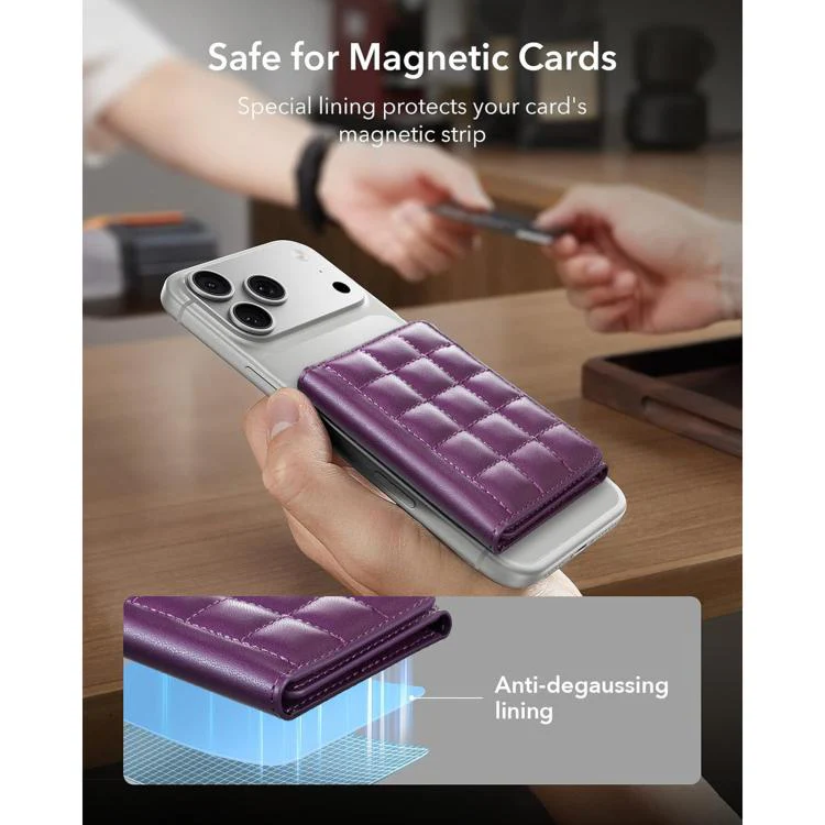 BFK38 Magnetic Square-shaped Mobile Phone Holder RFID Card Slots(Purple) - Image 4
