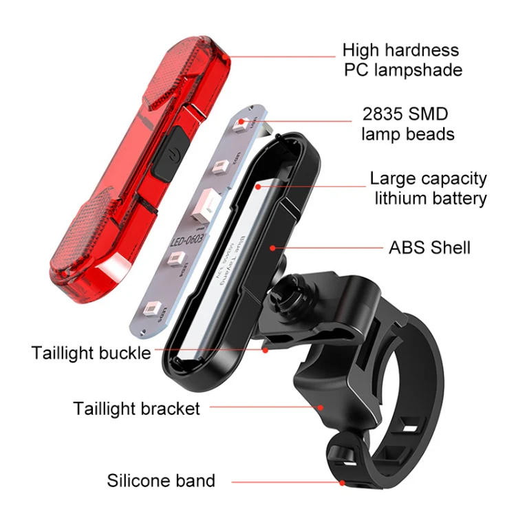 Bicycle USB Rechargeable Taillight LED Tail Lamp (Red Light) - Image 3