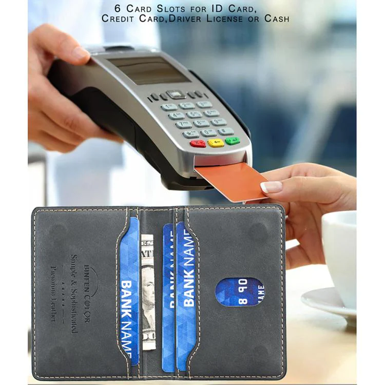 BINFEN COLOR BFK39 Calf Texture Vegan Leather Magnetic Wallet Card Holder(Black) - Image 7