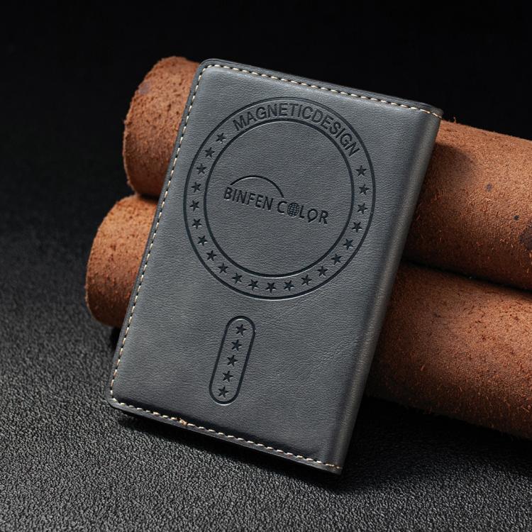 BINFEN COLOR BFK39 Calf Texture Vegan Leather Magnetic Wallet Card Holder(Black) - Image 9