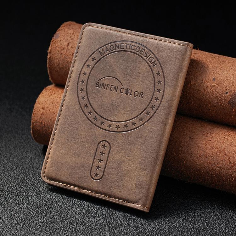 BINFEN COLOR BFK39 Calf Texture Vegan Leather Magnetic Wallet Card Holder(Brown) - Image 10