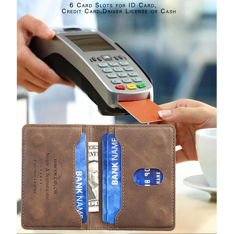 BINFEN COLOR BFK39 Calf Texture Vegan Leather Magnetic Wallet Card Holder(Brown) - Image 8