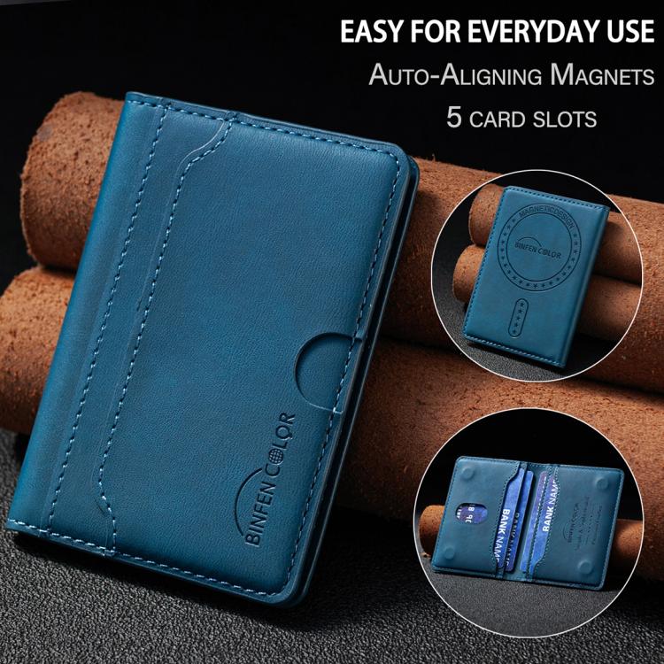 BINFEN COLOR BFK39 Calf Texture Vegan Leather Magnetic Wallet Card Holder(Deep Blue) - Image 10