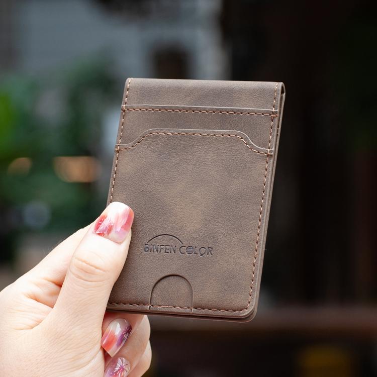 BINFEN COLOR BFK40 Calf Texture Vegan Leather Magnetic Wallet Card Holder(Brown) - Image 10