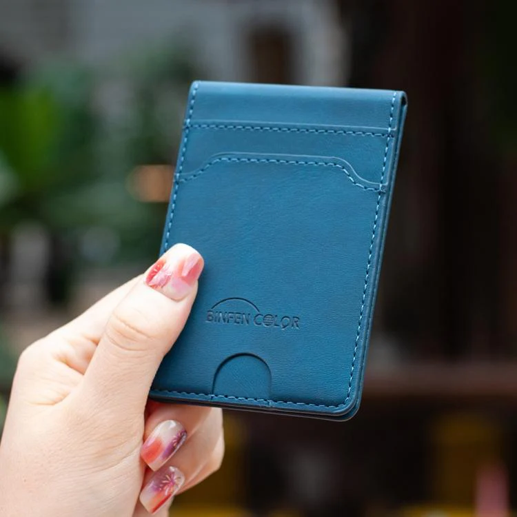 BINFEN COLOR BFK40 Calf Texture Vegan Leather Magnetic Wallet Card Holder(Deep Blue) - Image 10