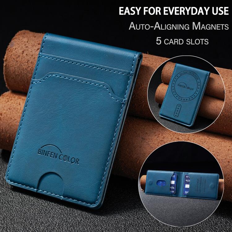BINFEN COLOR BFK40 Calf Texture Vegan Leather Magnetic Wallet Card Holder(Deep Blue) - Image 11