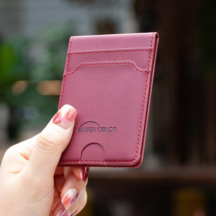 BINFEN COLOR BFK40 Calf Texture Vegan Leather Magnetic Wallet Card Holder(Rose Red) - Image 10