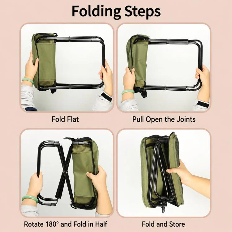 BK-011 Outdoor Foldable Crossbody Bag Stool Portable Simple Fold-Up Handbag Chair, Spec: Green Small - Image 10