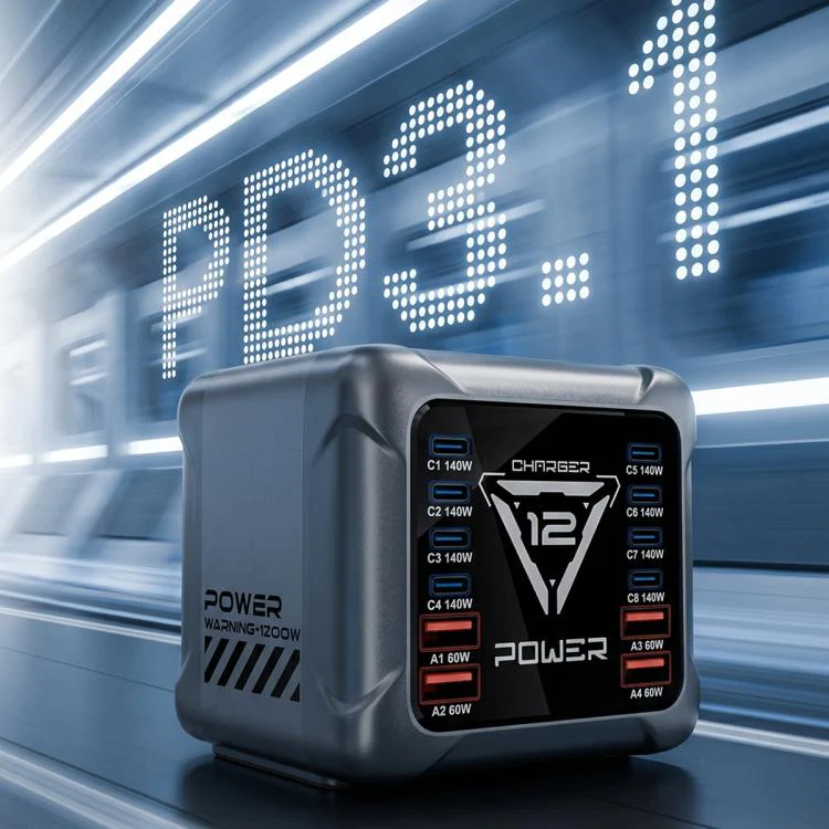 BK-127D 1200W GaN Multi Interface Desktop Charger with RGB Touch Lighting, Plug:AU Plug - Image 5
