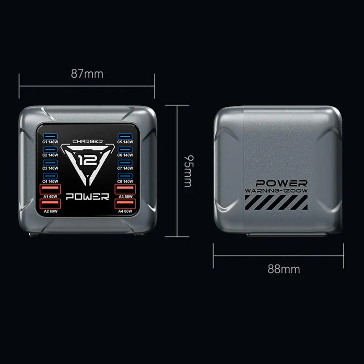 BK-127D 1200W GaN Multi Interface Desktop Charger with RGB Touch Lighting, Plug:UK Plug - Image 15