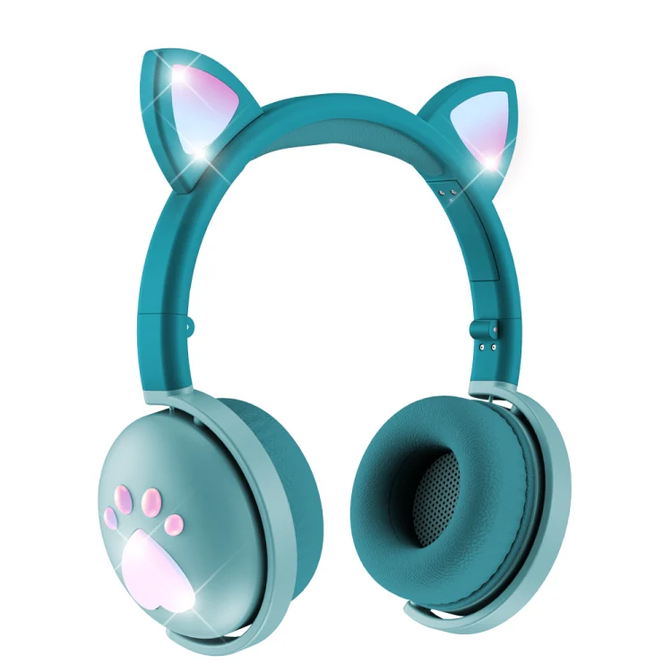 BK9 HiFi 7.1 Surround Sound Cat Claw Luminous Cat Ear Bluetooth Gaming Headset with Mic(Green) - Image 2