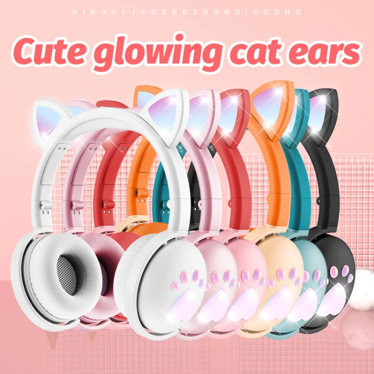 BK9 HiFi 7.1 Surround Sound Cat Claw Luminous Cat Ear Bluetooth Gaming Headset with Mic(Red) - Image 3