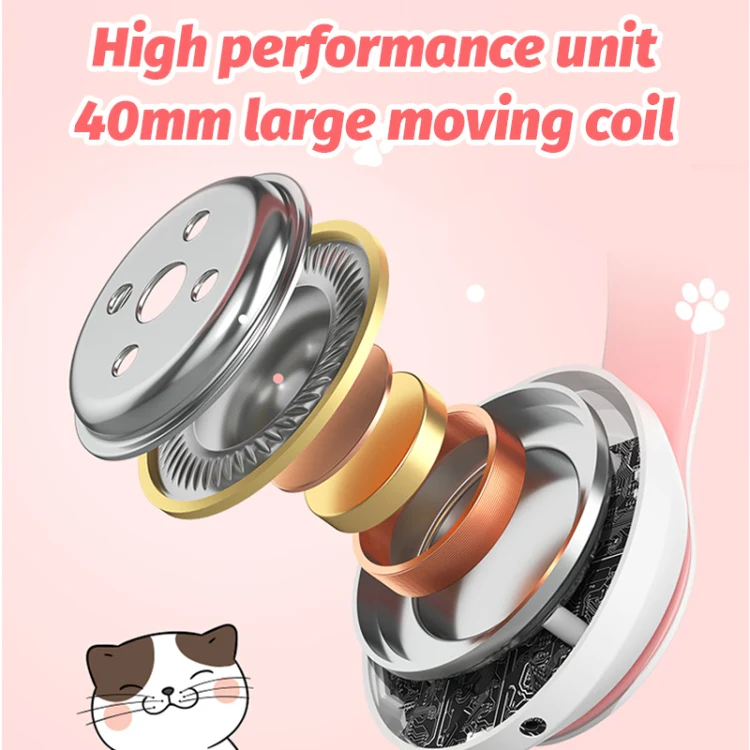 BK9 HiFi 7.1 Surround Sound Cat Claw Luminous Cat Ear Bluetooth Gaming Headset with Mic(White) - Image 9