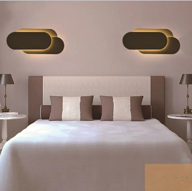 Black circle 18W Creative Simple Bedroom Bedside Living Room Restaurant Hotel Study Hall Corridor Aisle Light LED Tower Stack Wall Lamp(Warm Light) - Image 2