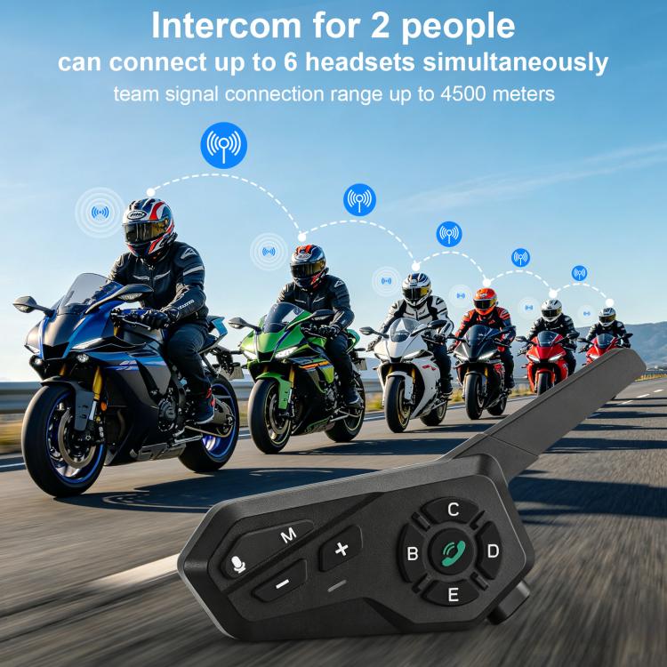 Black Motorcycle Helmet Waterproof Wireless Walkie-Talkie Bluetooth Earphone(Two) - Image 3