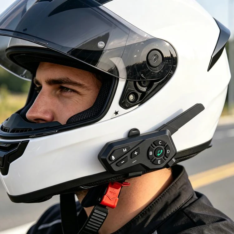Black Motorcycle Helmet Waterproof Wireless Walkie-Talkie Bluetooth Earphone(Two) - Image 8