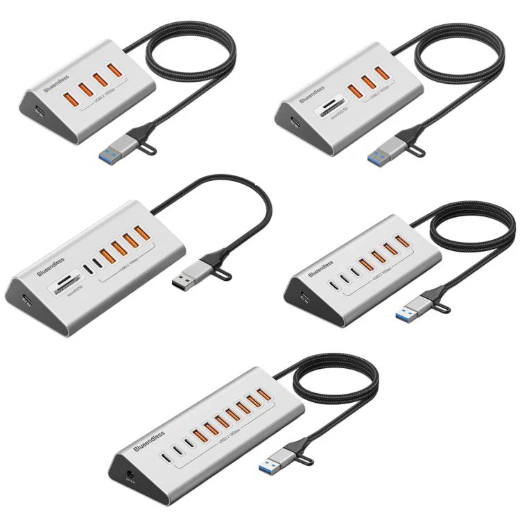 Blueendless 10 Ports TYPE-C Splitter 10Gbps Braided Cable Extension Hub, Interface: 36W USB 3.2 x 7+TYPE-C 3.2 x 3 - Image 2