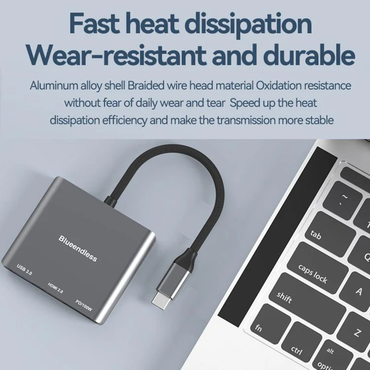 Blueendless 3 In 1 Type-C Docking Station To HDMI 4K/60Hz Laptop USB 3.0 Converter(HDMI2.0+USB3.0+PD3.0) - Image 6