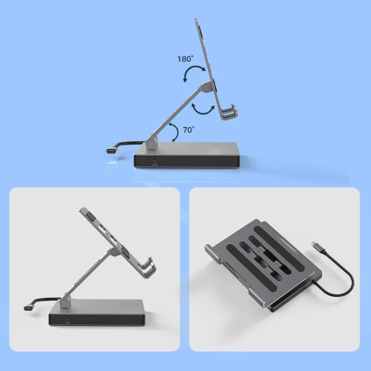 Blueendless 4K/60Hz Multifunctional Docking Station Tablet Holder, Spec: 10-in-1 Rotating - Image 3