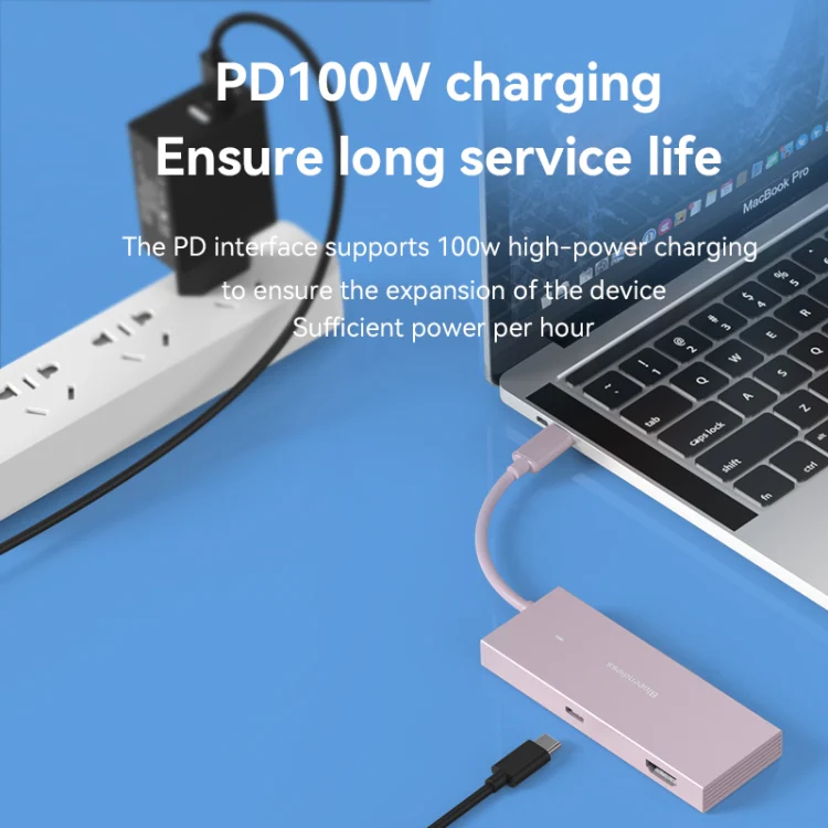 Blueendless 4K60Hz + Data Port Type-C Docking Station USB3.0 Splitter, Spec: 7-in-1 Card Reading Gray - Image 7