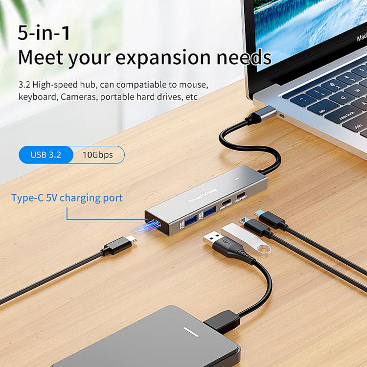 Blueendless 5 In 1 10Gbps High-Speed Computer/Mobile Phone Converter/Extension Splitter, Interface: USB 3.2 x 2+Type-C 3.2 x 2 - Image 4