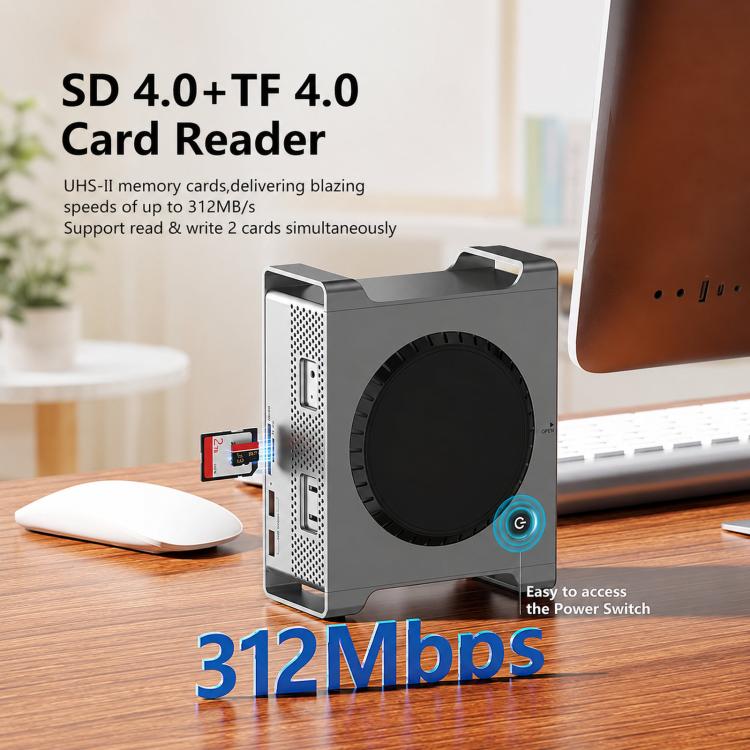 Blueendless MAC908 For Mac Mini M4 Stand & Hub With SSD Enclosure 2xUSB3.2+2xUSB2.0+SD/TF4.0+USB-C - Image 5