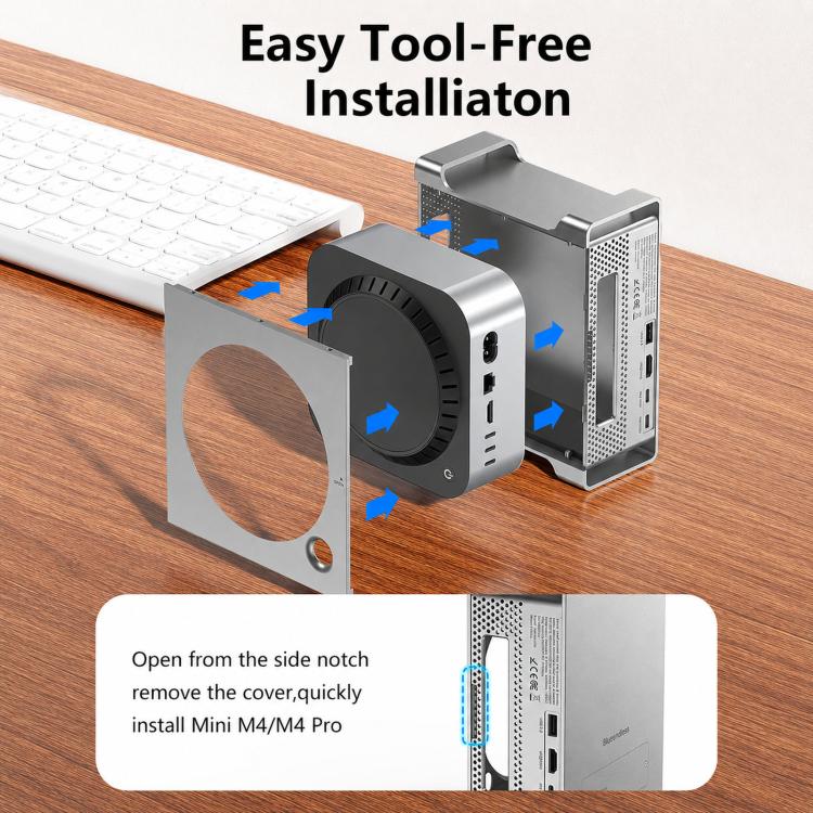 Blueendless MAC908 For Mac Mini M4 Stand & Hub With SSD Enclosure 2xUSB3.2+2xUSB2.0+SD/TF4.0+USB-C - Image 7