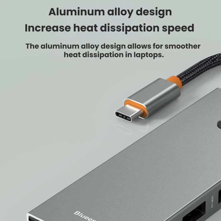 Blueendless Type-C Docking Station 4K 60Hz Screen Mirroring USB 3.0 Splitter, Interface: HDMI2.0+PD+USB3.0 x 3 - Image 3