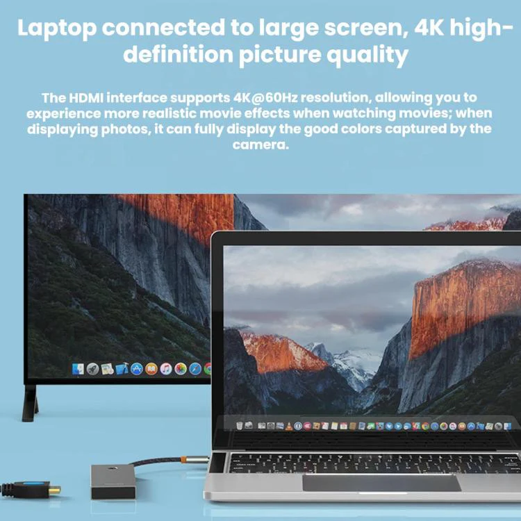 Blueendless Type-C Docking Station 4K 60Hz Screen Mirroring USB 3.0 Splitter, Interface: HDMI2.0+PD+USB3.0 x 3 - Image 9