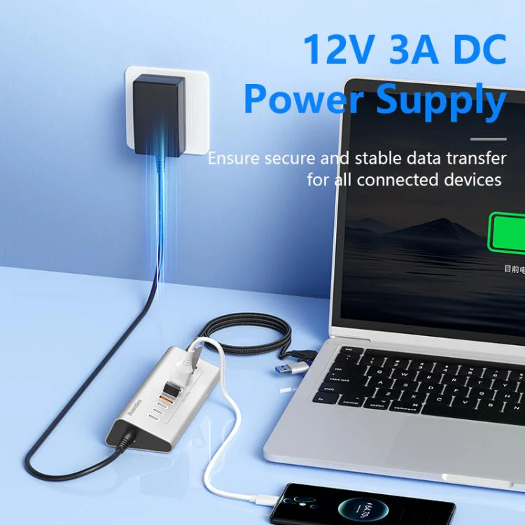 Blueendless Type-C / USB-C 2 in 1 Port Multifunctional HUB Docking Station AU Plug, Specification:7 Ports Hub(Grey) - Image 5