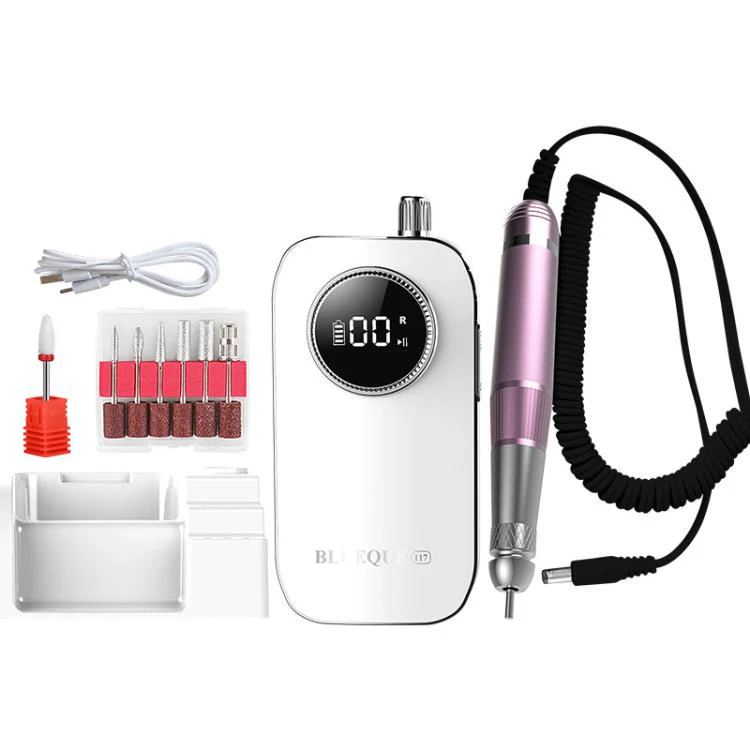 BLUEQUE BQ-117 Hollow Cup Nail File Remover High Power Nail Care Tool(White)