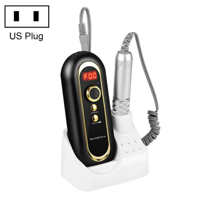 BLUEQUE Plug-in Portable Nail Art Carbon Brush Grinder, Specification: US Plug (Black)