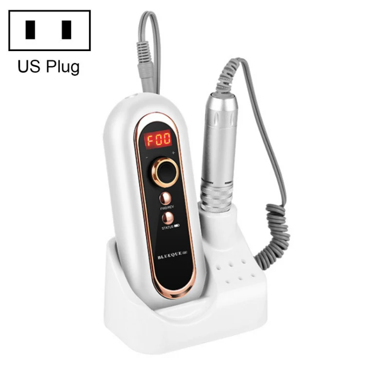 BLUEQUE Plug-in Portable Nail Art Carbon Brush Grinder, Specification: US Plug (White)