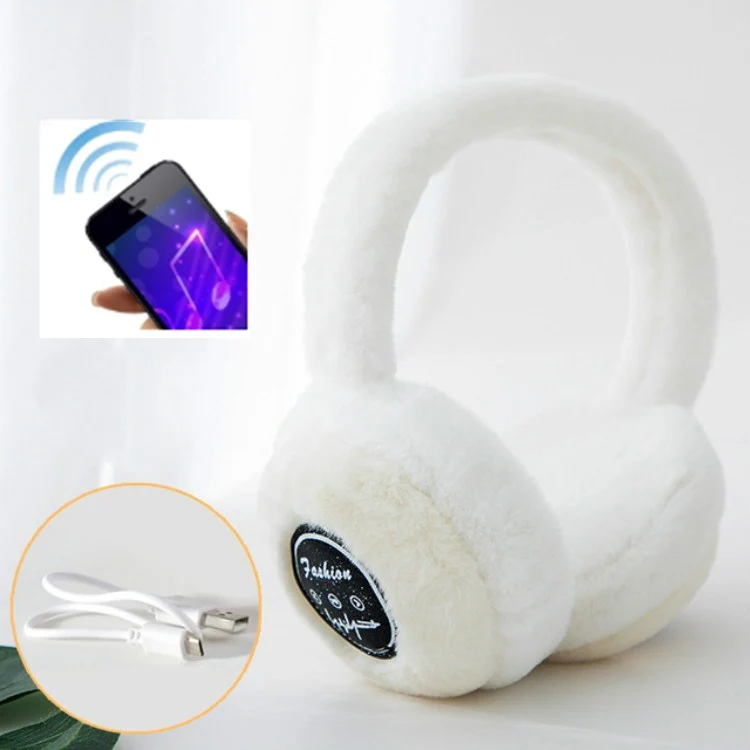 Bluetooth Earmuffs Winter Plush Windproof Men And Women Ear Cover(White) - Image 2
