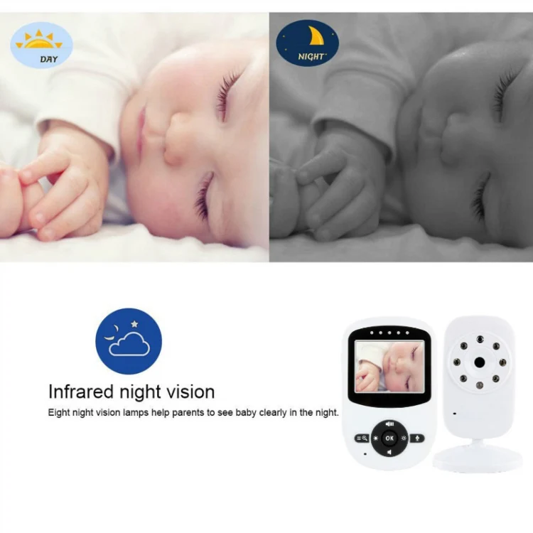 BM-SM24 2.4 inch LCD 2.4GHz Wireless Surveillance Camera Baby Monitor with 8-IR LED Night Vision, Two Way Voice Talk(White) - Image 10