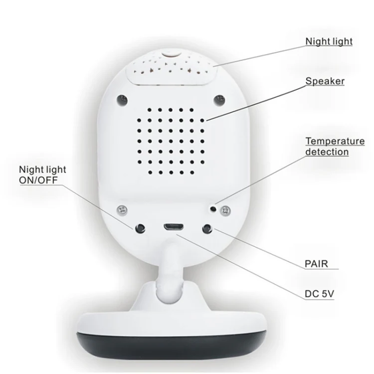 BM-SP820 2.4 inch LCD 2.4GHz Wireless Surveillance Camera Baby Monitor with 7-IR LED Night Vision, Two Way Voice Talk(White) - Image 5