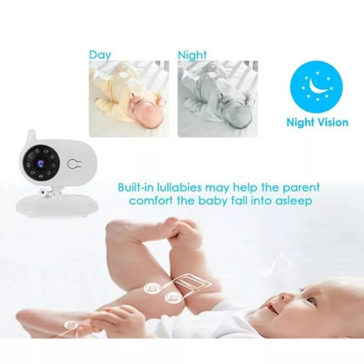 BM850 3.5 inch Wireless Video Color Baby Monitor Night Vision Temperature Monitor(EU Plug) - Image 3