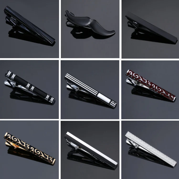 Brass Polished Gum Pattern Business Men Tie Clip, Color: Black Beard - Image 2