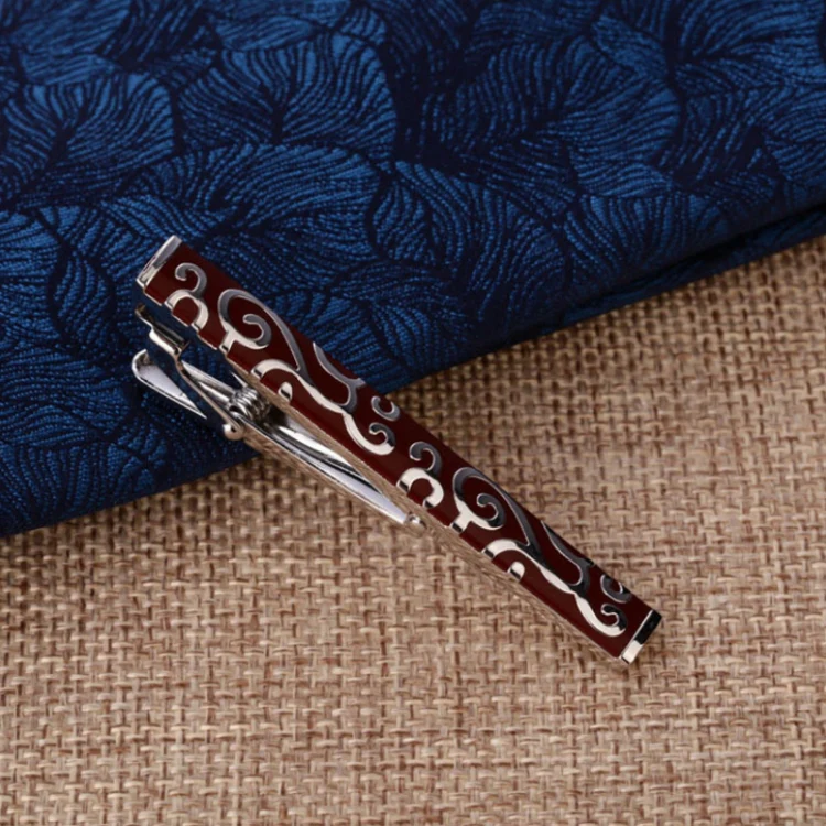 Brass Polished Gum Pattern Business Men Tie Clip, Color: Black White Violin - Image 4