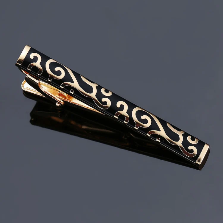 Brass Polished Gum Pattern Business Men Tie Clip, Color: Golden Pattern