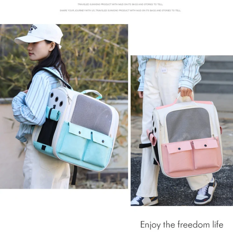 Breathable Square Cat Backpack Foldable Outdoor Portable Pet Bag(Model 4 Pink) - Image 11