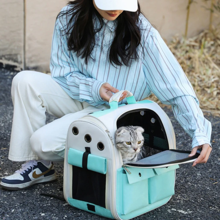 Breathable Square Cat Backpack Foldable Outdoor Portable Pet Bag(Model 4 Pink) - Image 13