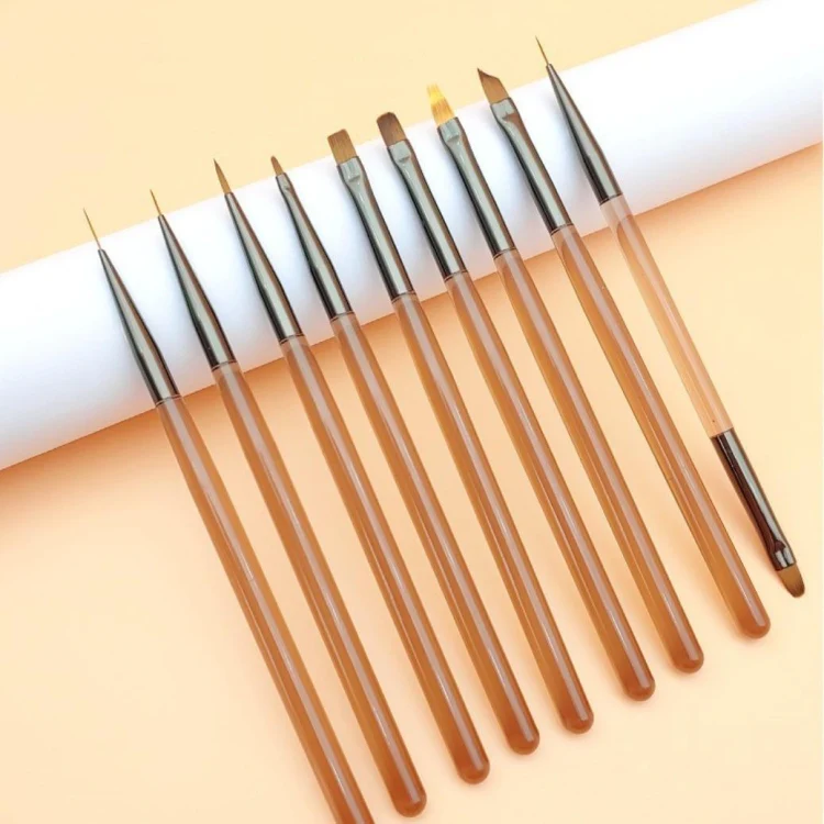 Brown Nail Art Pen Set Colorful Drawing Tools, Style: Flat Head Fen - Image 6