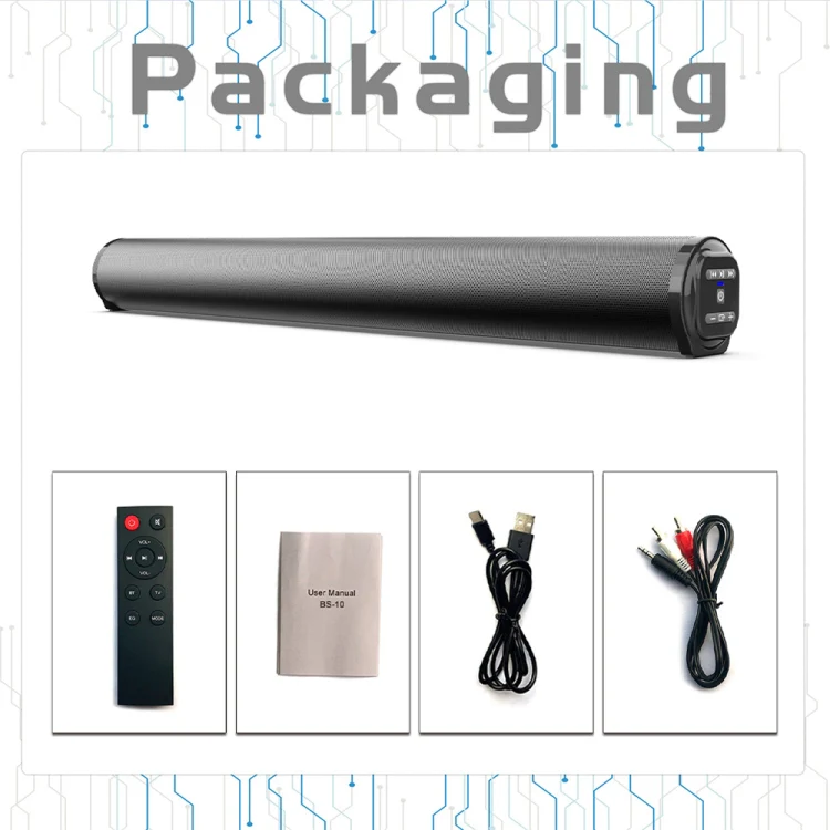 BS-10 Bluetooth 5.0 Speaker TV Soundbar with Remote Control(Black) - Image 10