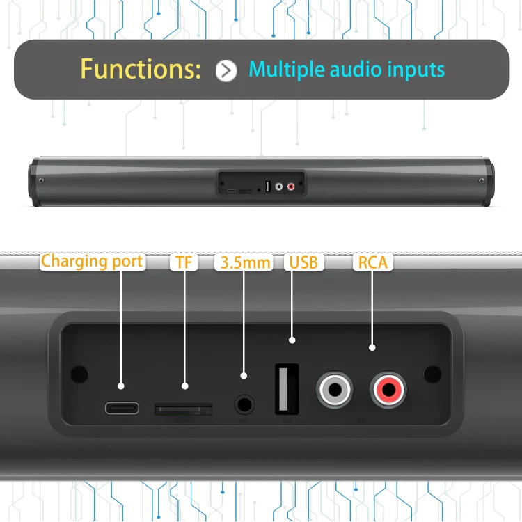 BS-10 Bluetooth 5.0 Speaker TV Soundbar with Remote Control(Black) - Image 6