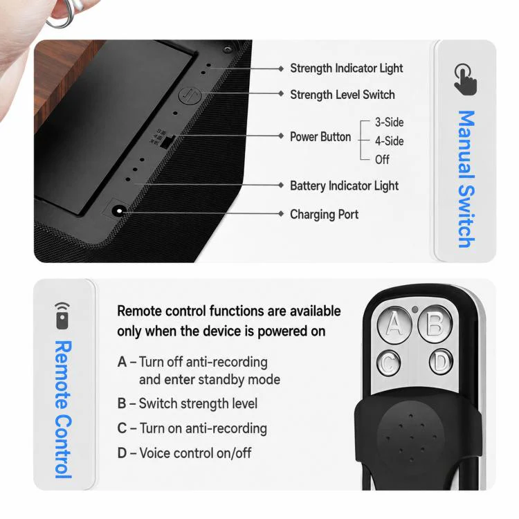 BS-99 Covert Tissue Box Audio Protection Device, 360 Degrees Ultrasonic Voice Recorder Blocker, US Plug - Image 10
