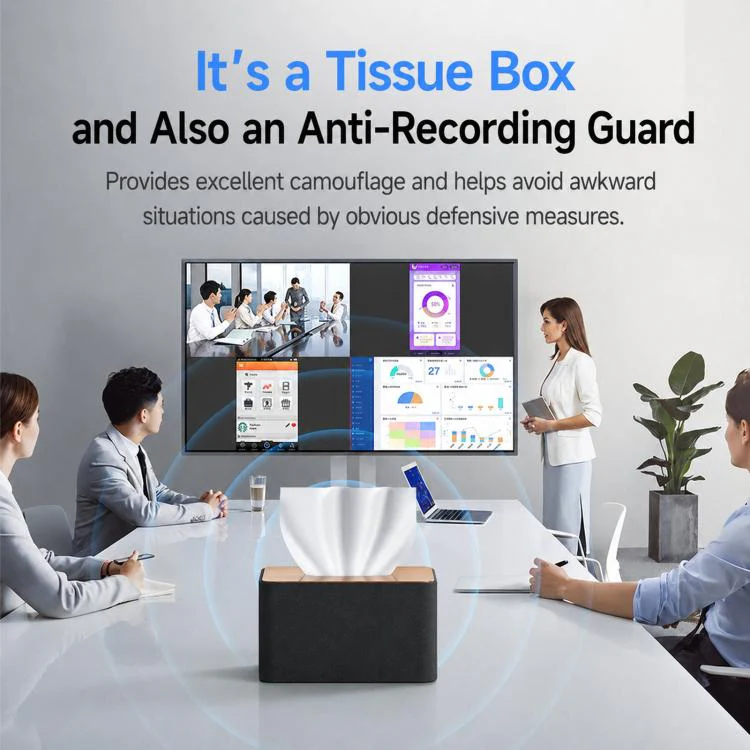BS-99 Covert Tissue Box Audio Protection Device, 360 Degrees Ultrasonic Voice Recorder Blocker, US Plug - Image 9