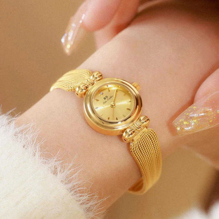 BS Bee Sister 22mm Retro Female Wrist Watch with Stainless Steel Mesh Butterfly Design Strap(Champagne Gold) - Image 2