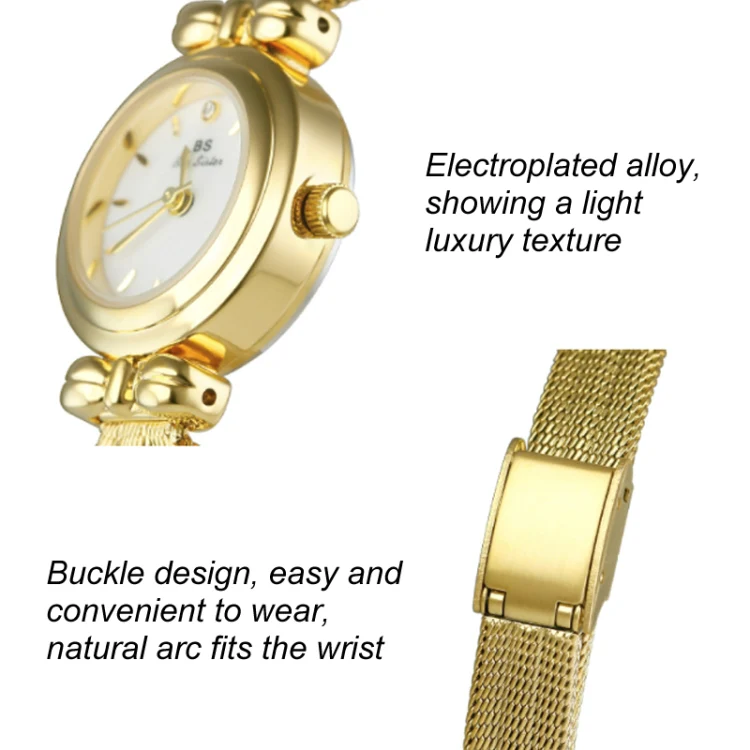 BS Bee Sister 22mm Retro Female Wrist Watch with Stainless Steel Mesh Butterfly Design Strap(Champagne Gold) - Image 6