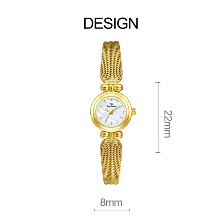 BS Bee Sister 22mm Retro Female Wrist Watch with Stainless Steel Mesh Butterfly Design Strap(Champagne Gold) - Image 7